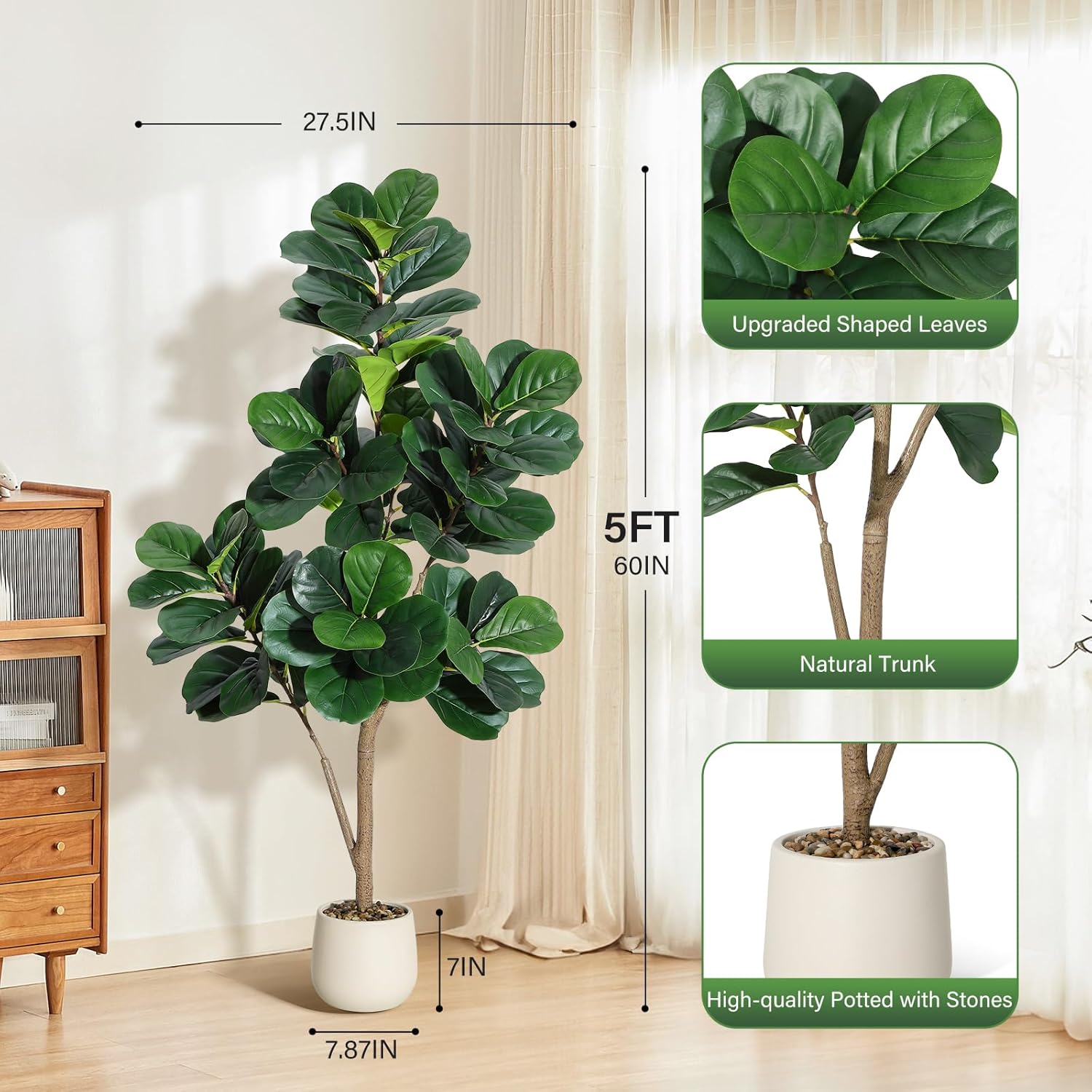 Fiddle Leaf Fig Tree Artificia - Ficus Lyrata Tree review and price