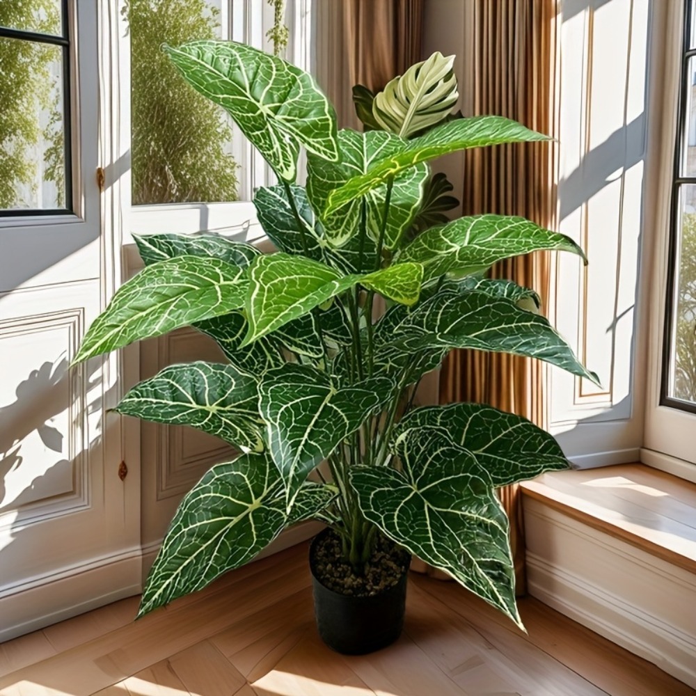 1PC 24 Leaves Artificial Green - Monstera Adansonii review and price